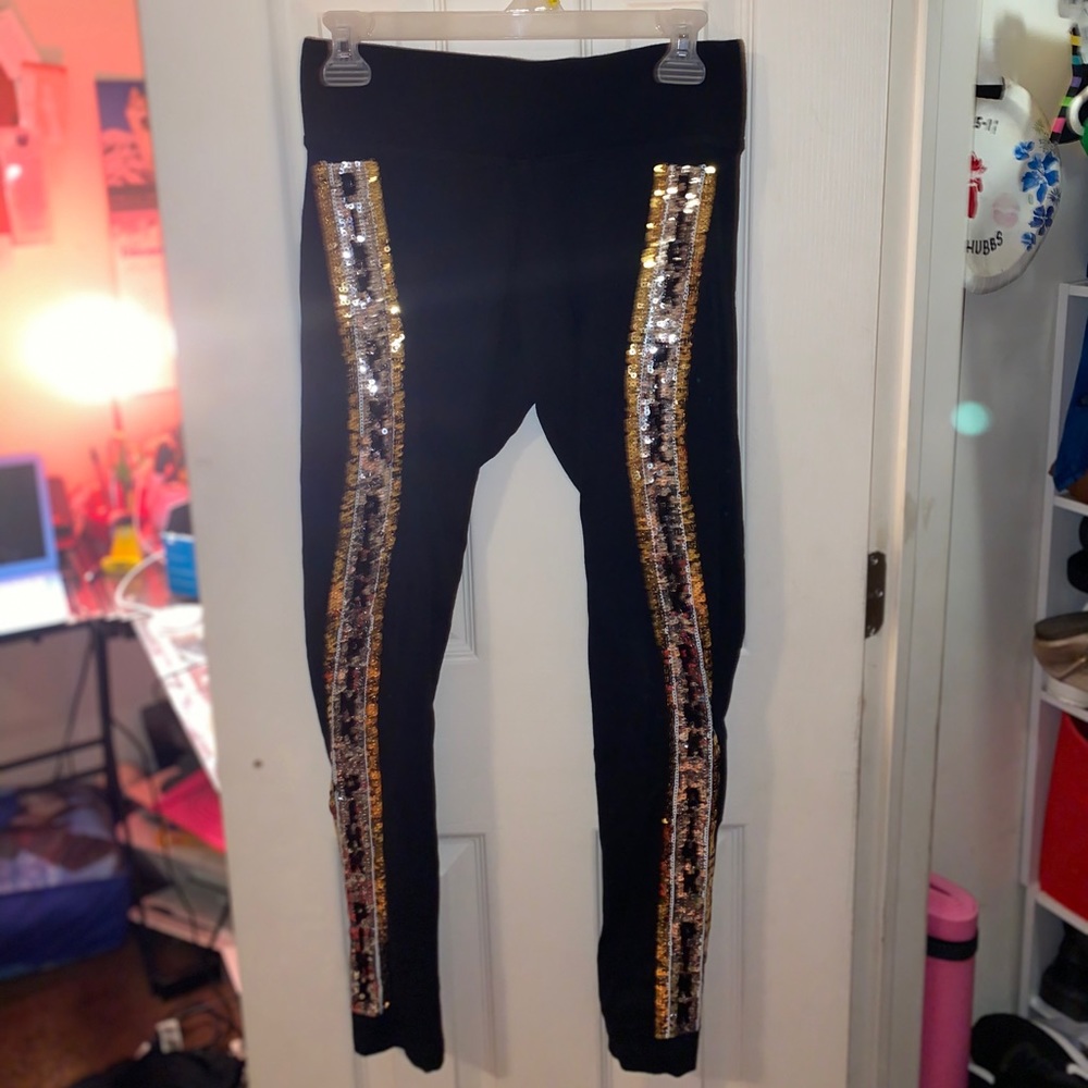 Vs pink glitter yoga leggings